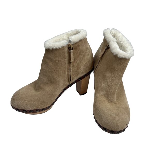 Barney’s NY Henry Cuir Suede Shearling Platform Clog Studded Ankle Boots Sz 36 - Picture 2 of 14